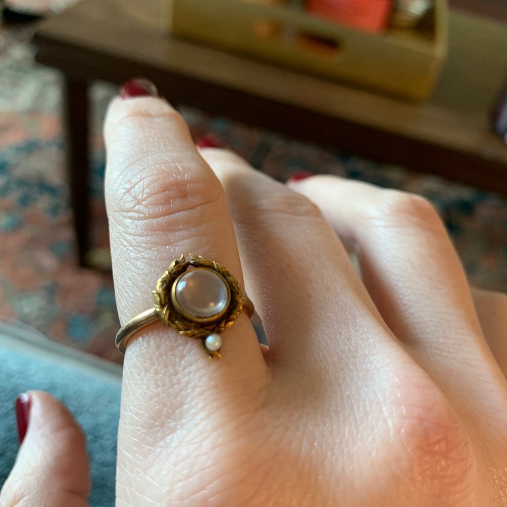 SOLD Edwardian Conversion Moonstone Wreath Ring